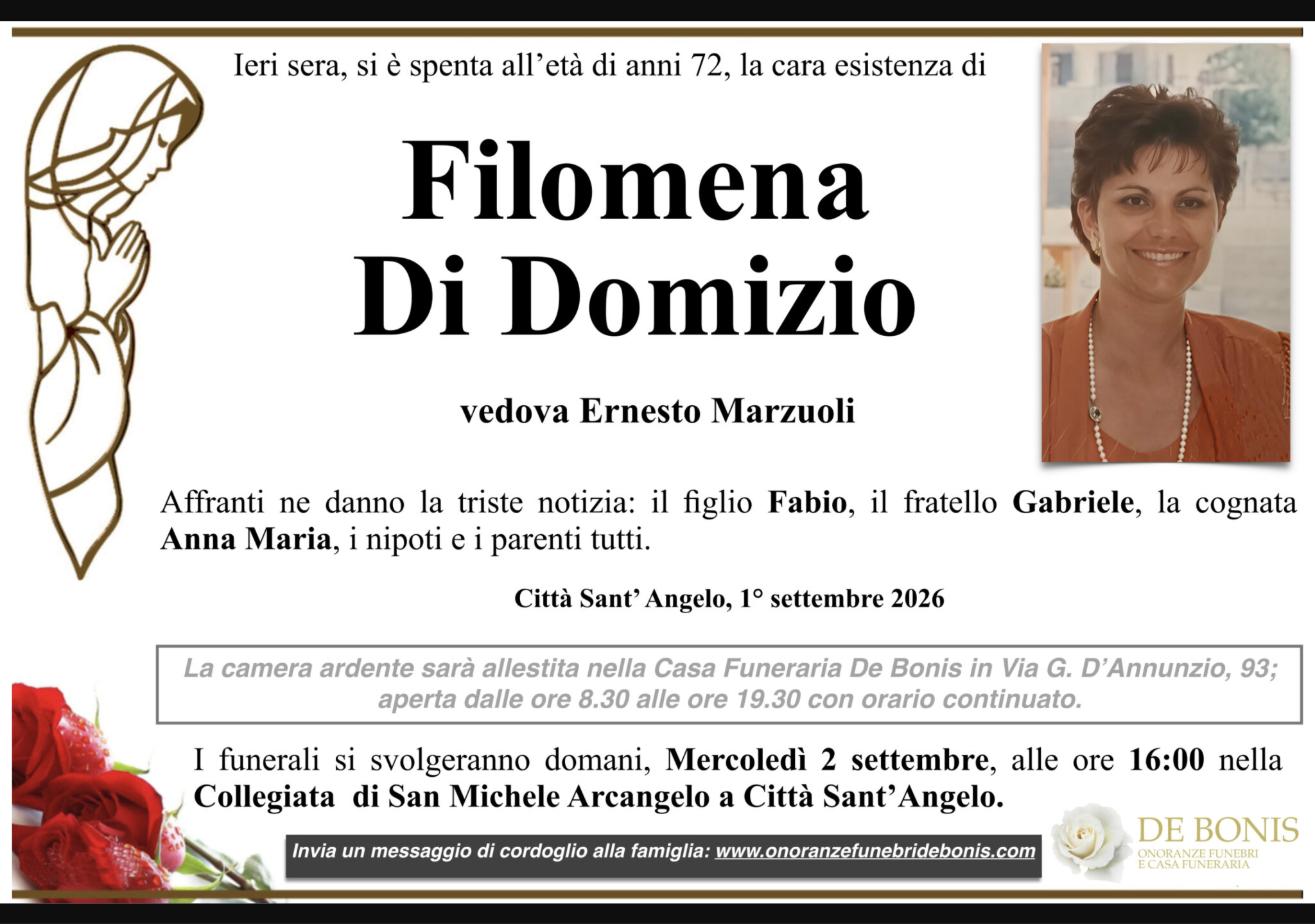 Necrologio di Filomena Di Domizio