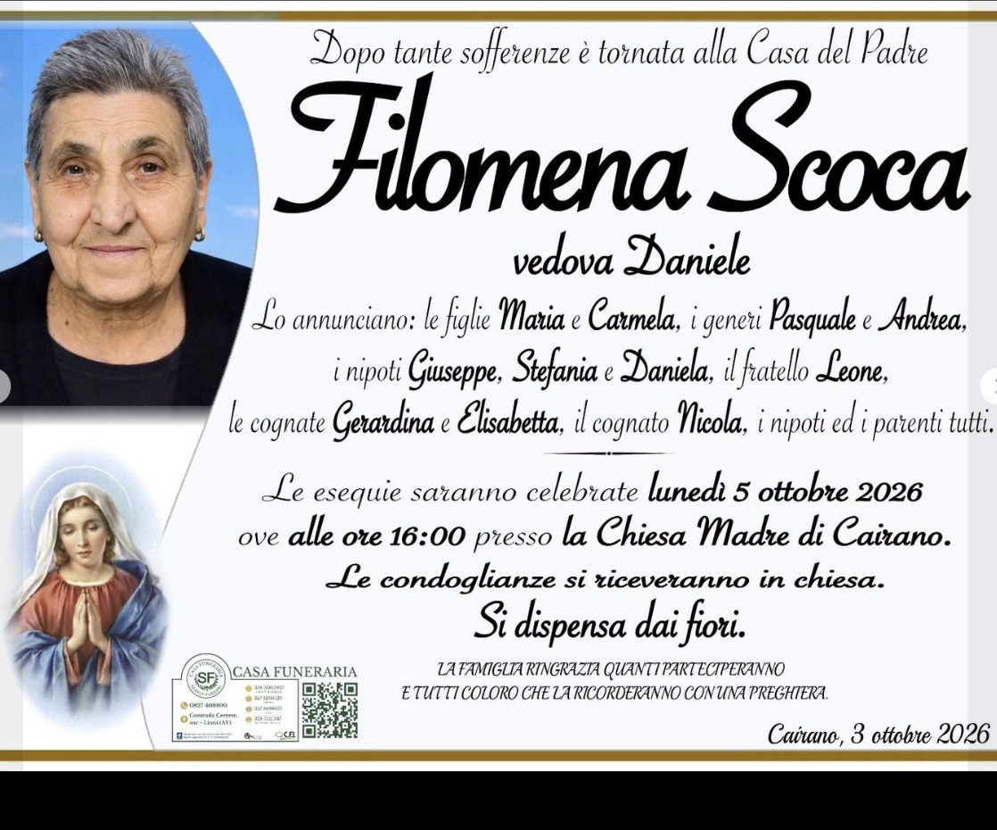 Necrologio di Filomena Scoca