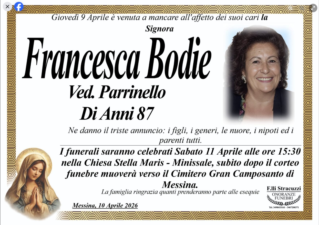 Necrologio di Francesca Bodie