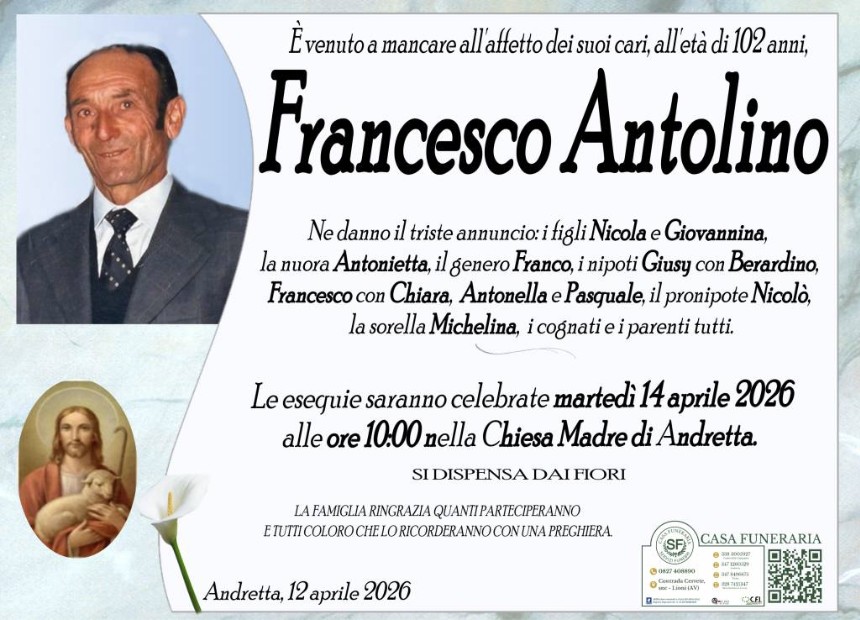 Necrologio di Francesco Antolino