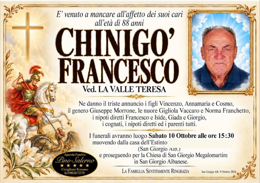 Necrologio di Francesco Chinigò