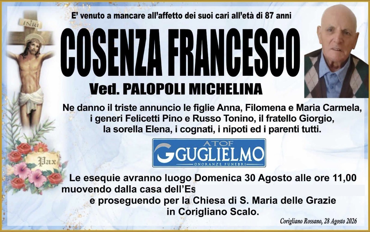 Necrologio di Francesco Cosenza