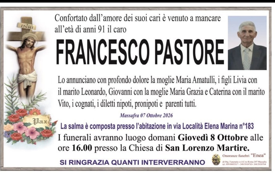 Necrologio di Francesco Pastore