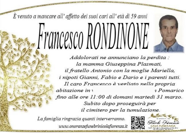 Necrologio di Francesco Rondinone