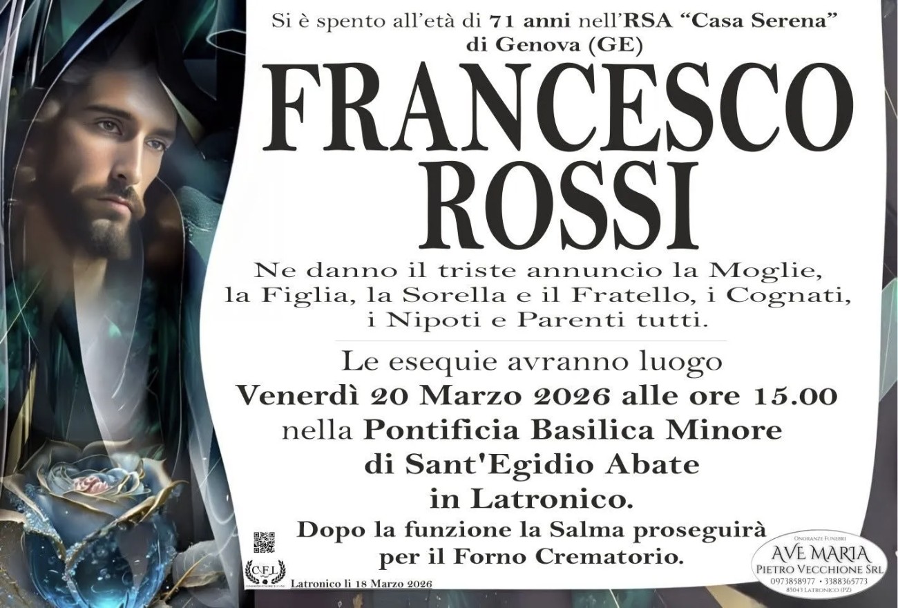 Necrologio di Francesco Rossi