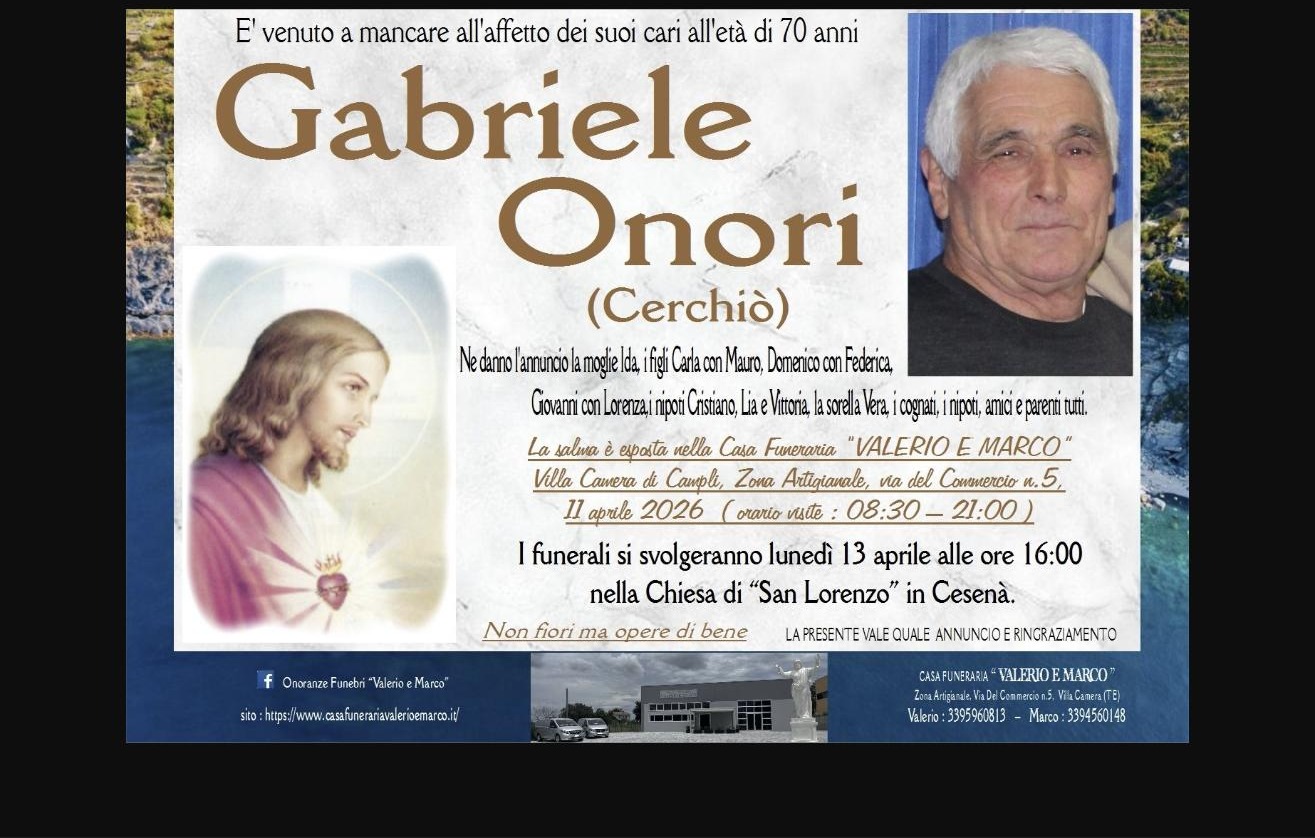 Necrologio di Gabriele Onori