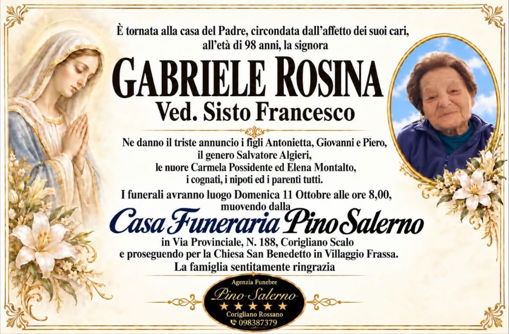 Necrologio di Gabriele Rosina