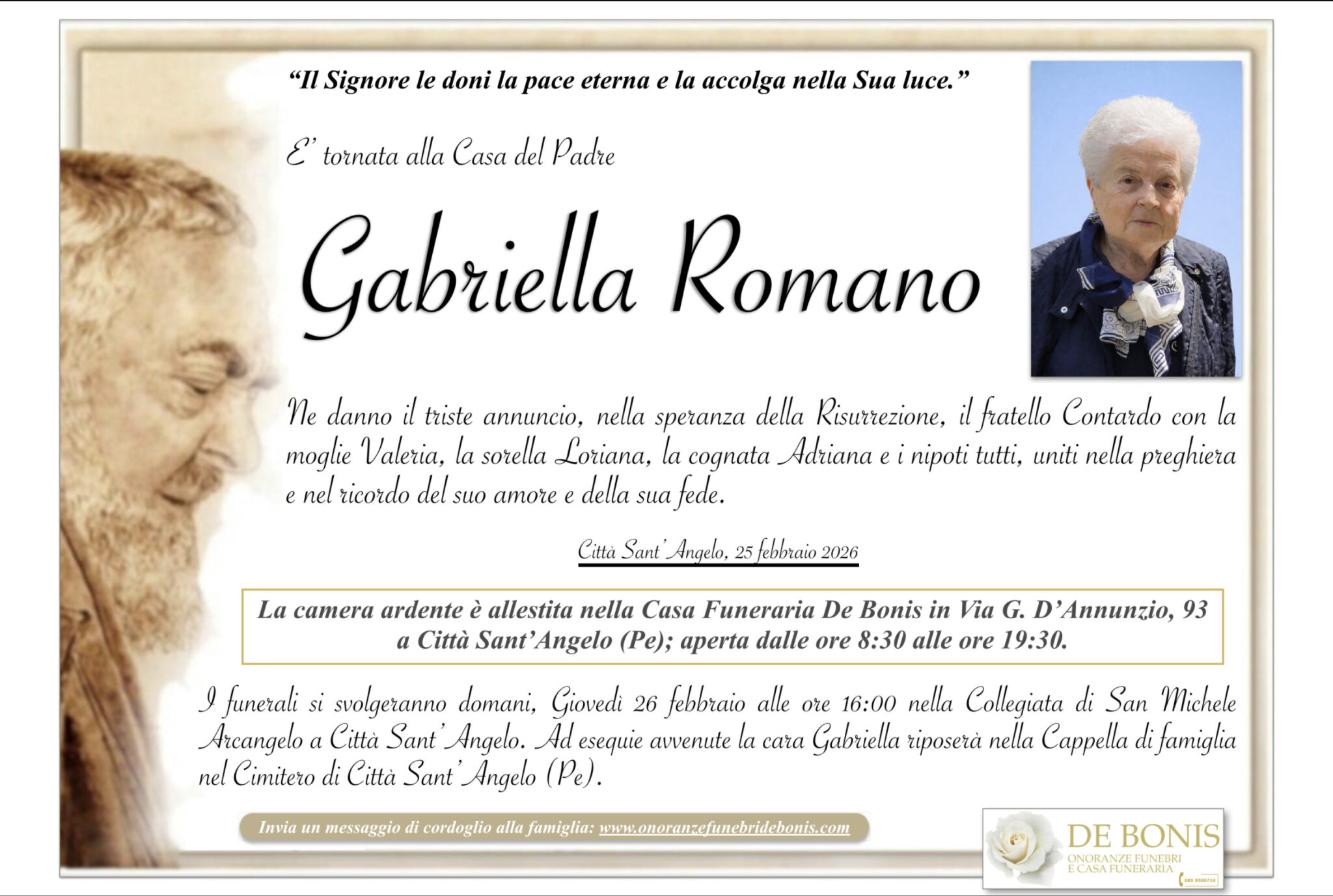 Necrologio di Gabriella Romano