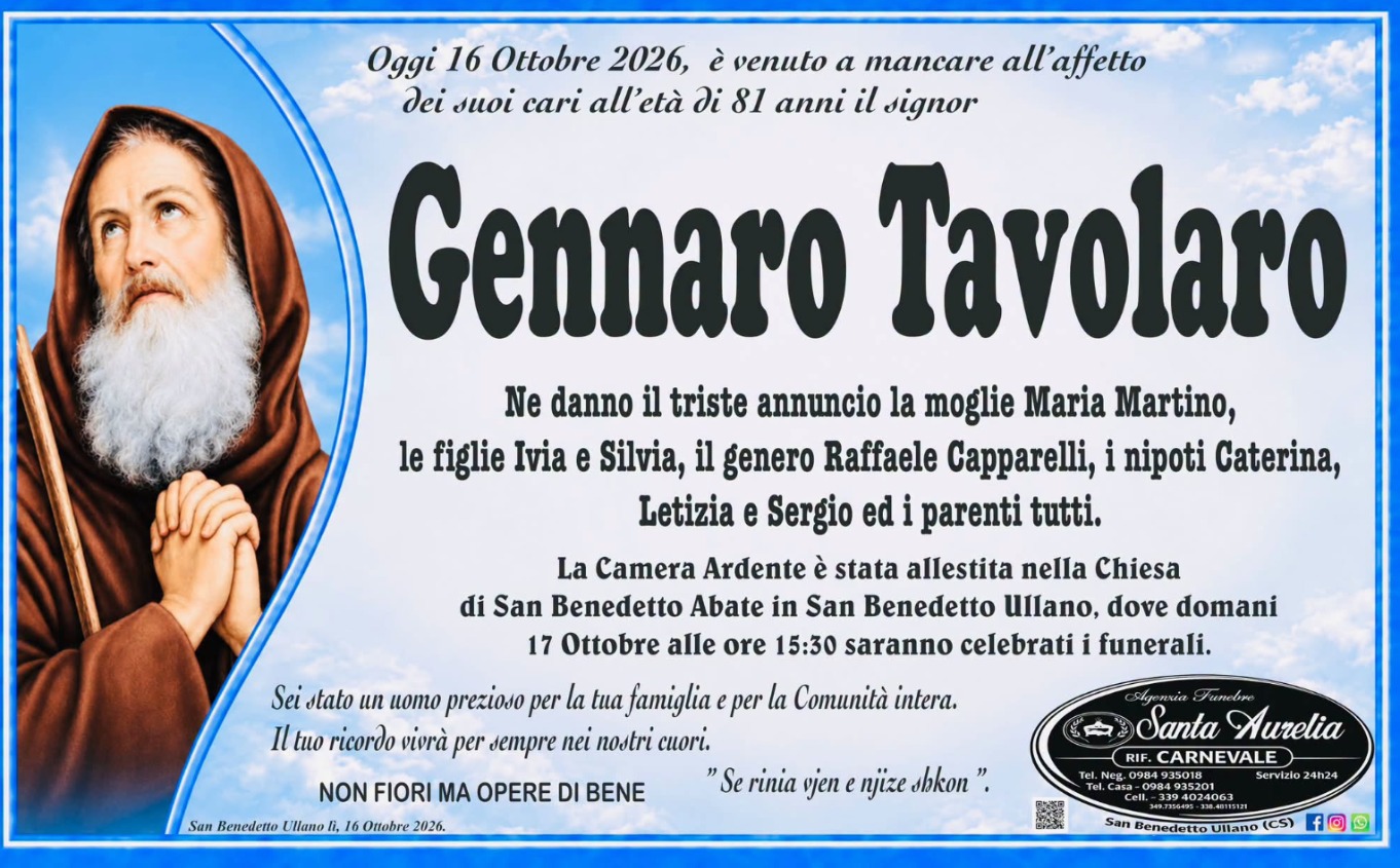 Necrologio di Gennaro Tavolaro