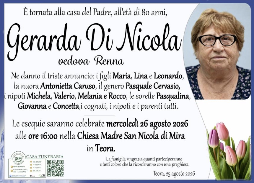 Necrologio di Gerarda Di Nicola