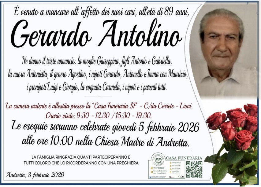 Necrologio di Gerardo Antolino