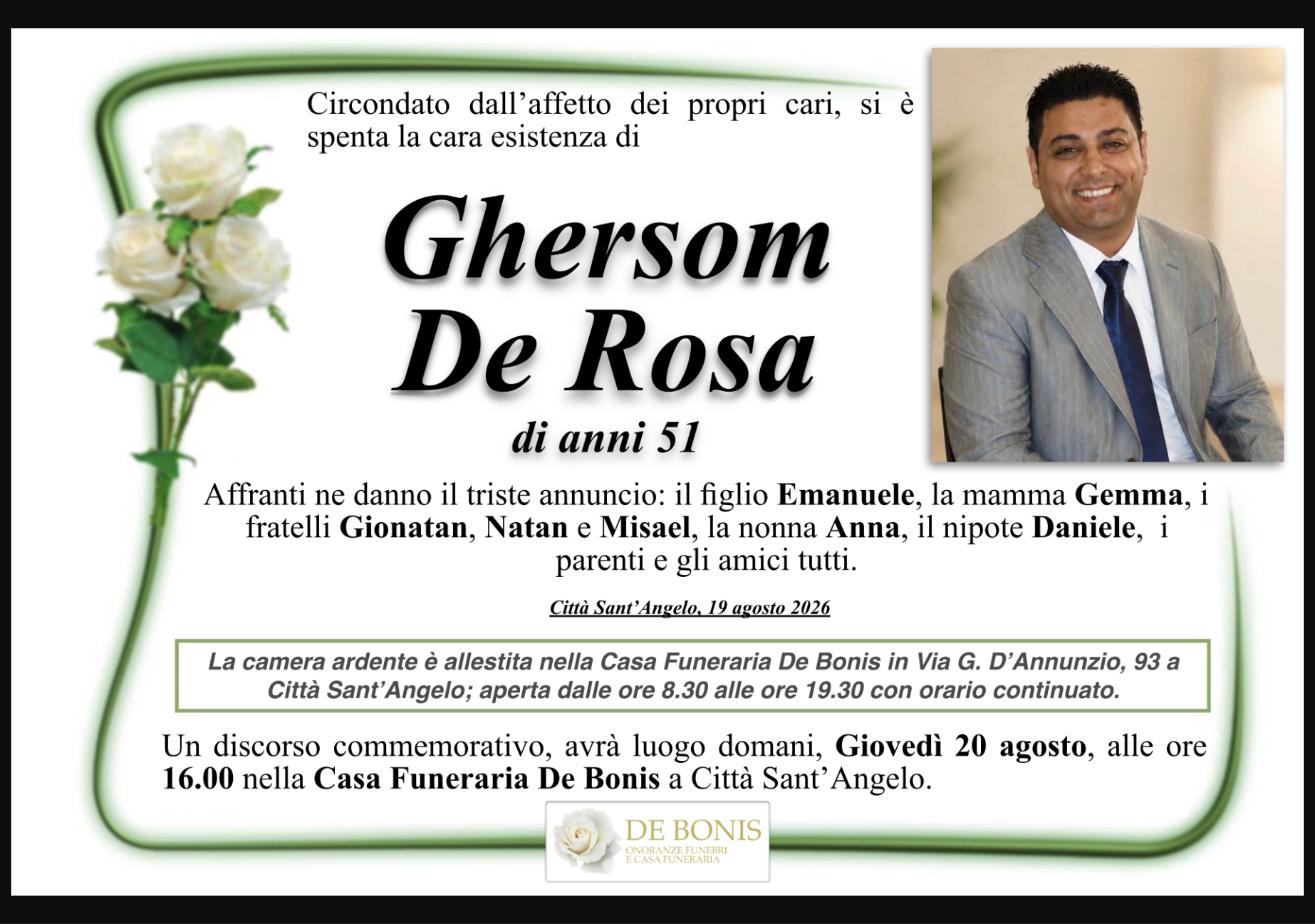 Necrologio di Ghersom De Rosa