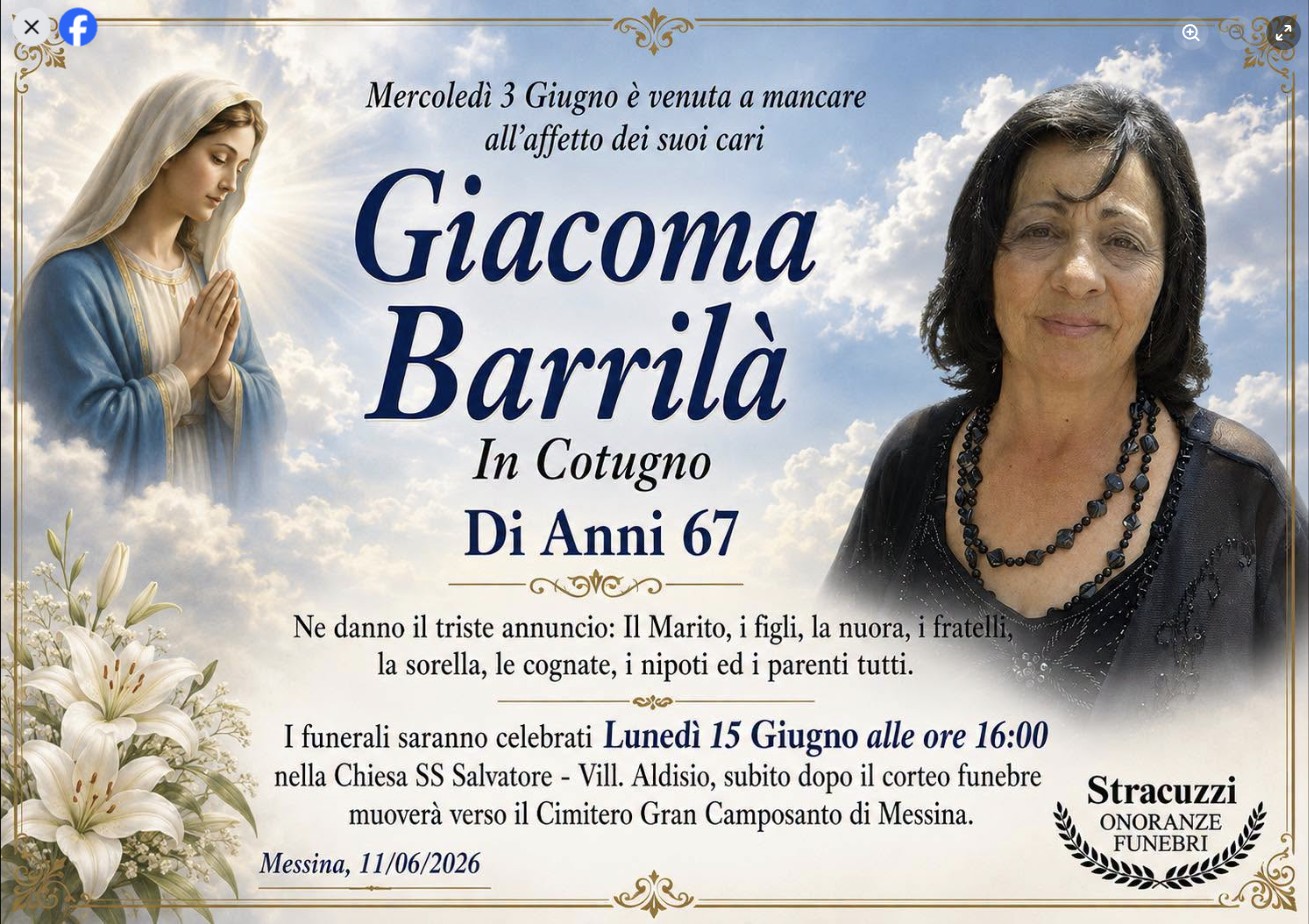 Necrologio di Giacoma Barrilà