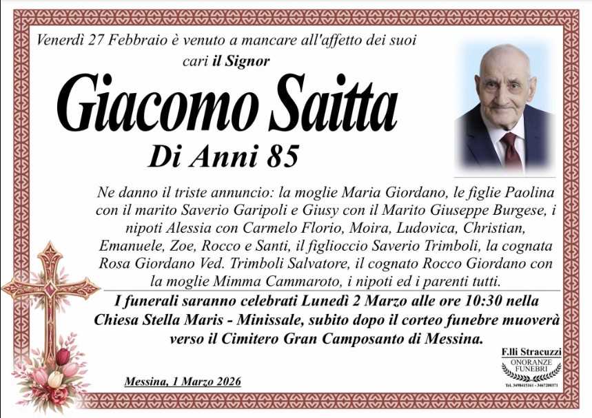 Necrologio di Giacomo Saitta