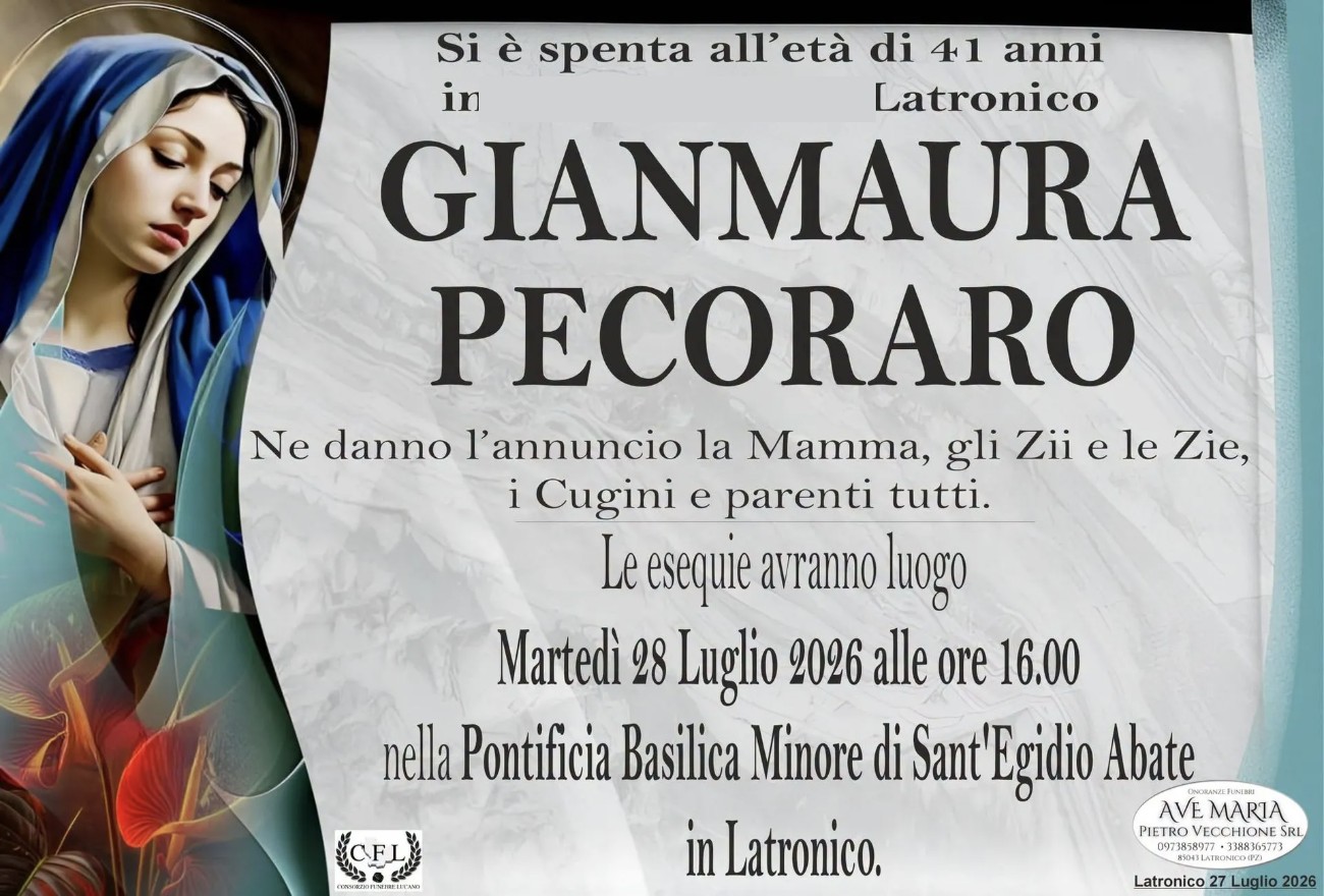 Necrologio di Gianmaura Pecoraro