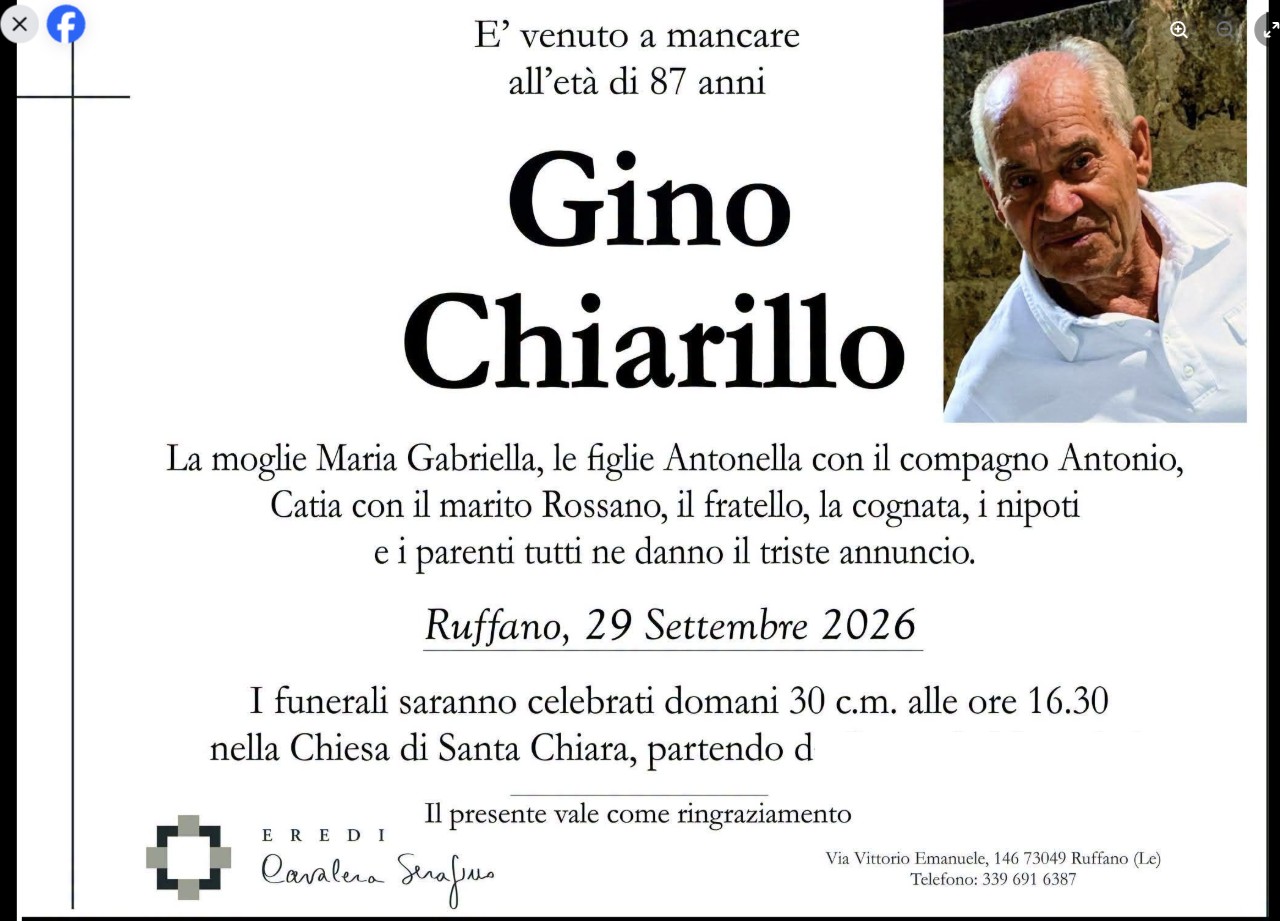 Necrologio di Gino Chiarillo