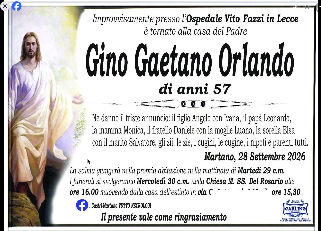 Necrologio di Gino Gaetano Orlando
