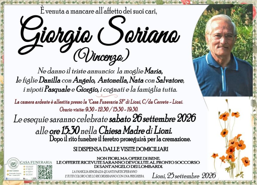 Necrologio di Giorgio Soriano