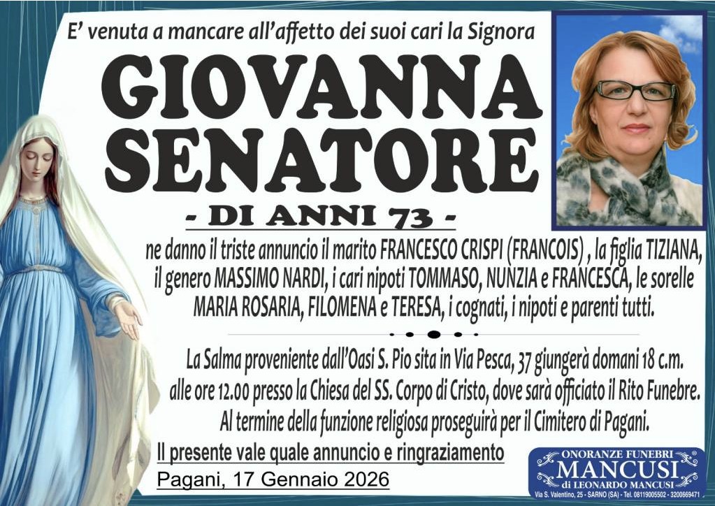 Necrologio di Giovanna Senatore