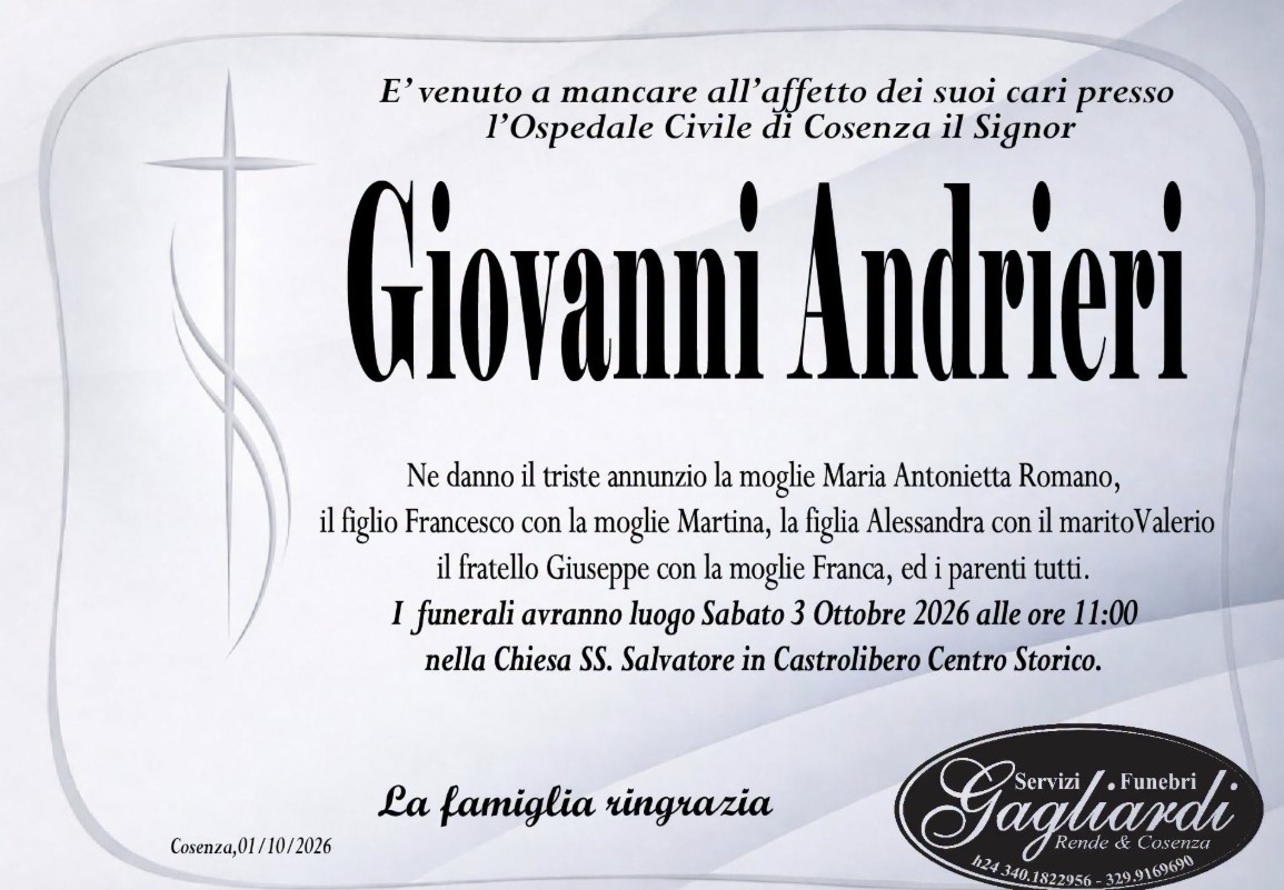 Necrologio di Giovanni Andrieri