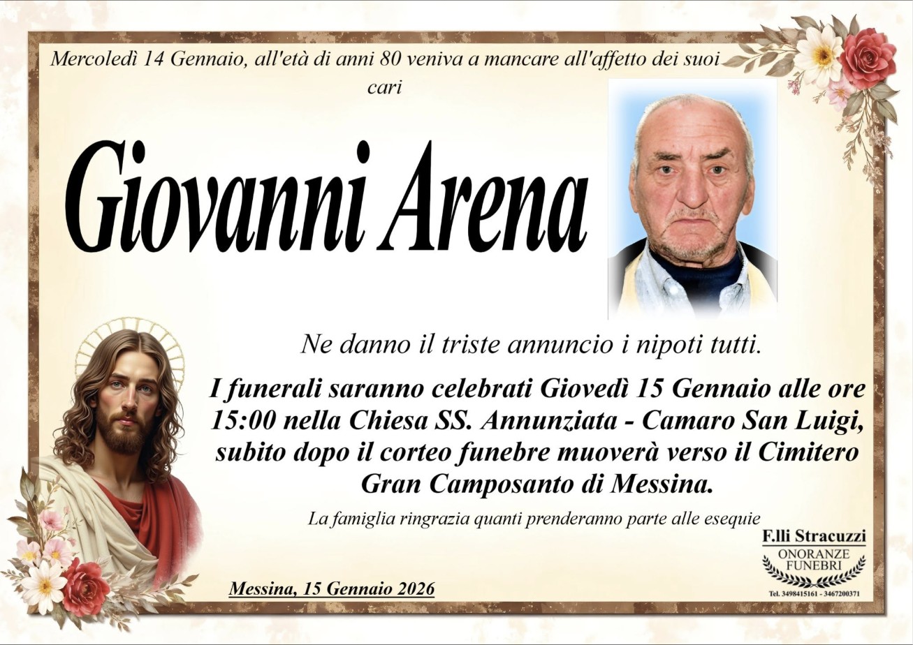 Necrologio di Giovanni Arena