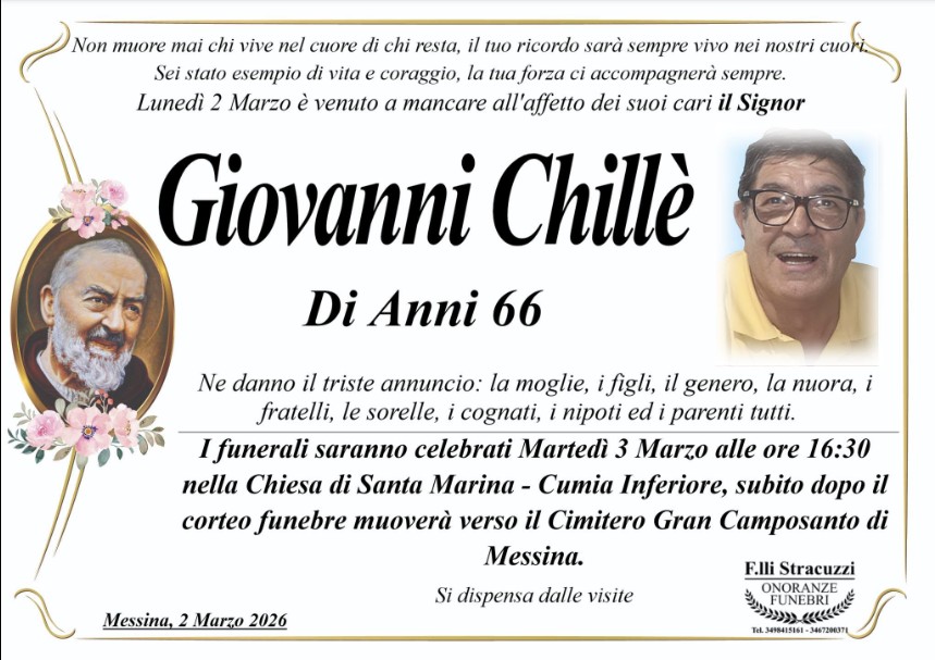 Necrologio di Giovanni Chillè