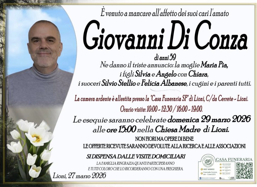 Necrologio di Giovanni Di Conza