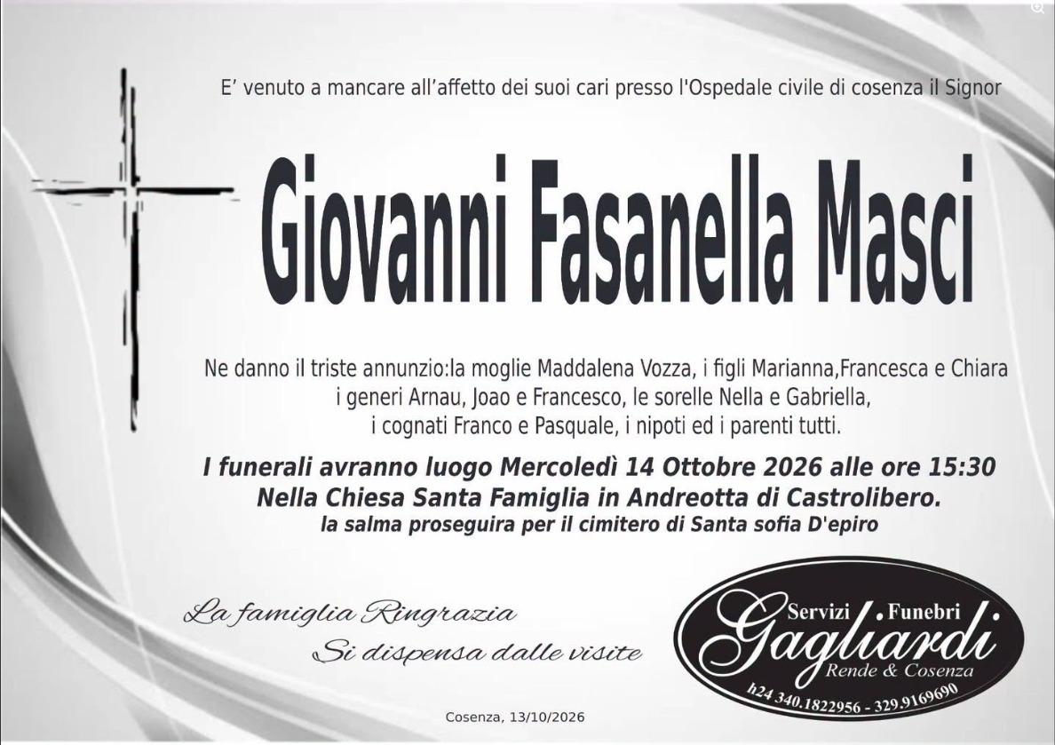 Necrologio di Giovanni Fasanella Masci