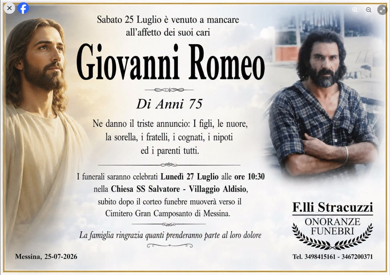 Necrologio di Giovanni Romeo