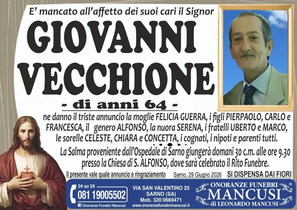 Necrologio di Giovanni Vecchione