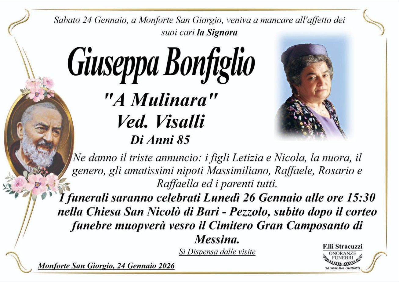 Necrologio di Giuseppa Bonfiglio