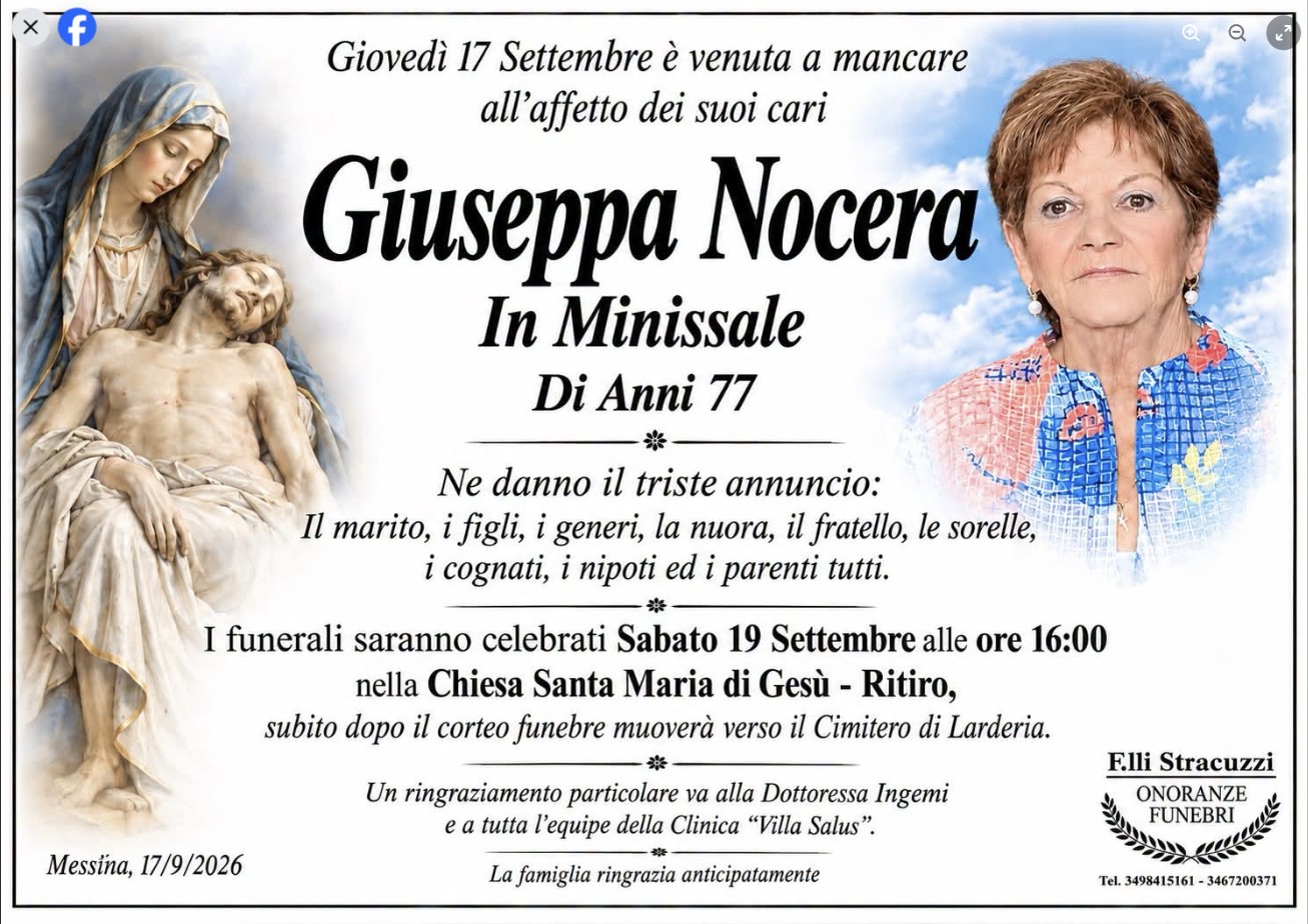 Necrologio di Giuseppa Nocera
