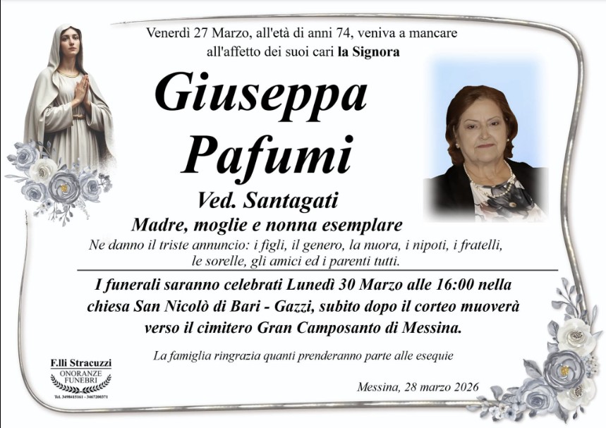 Necrologio di Giuseppa Pafumi