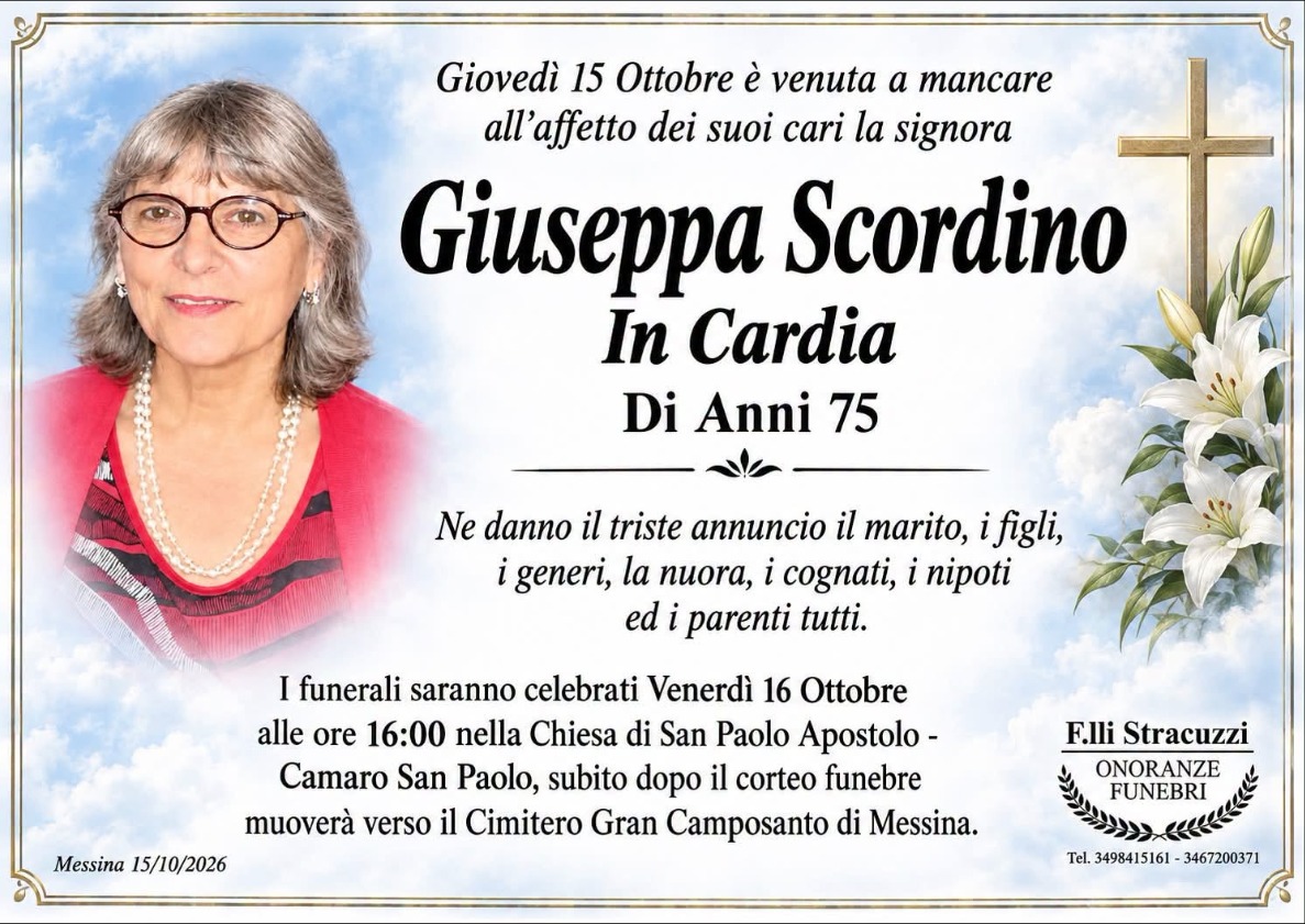 Necrologio di Giuseppa Scordino