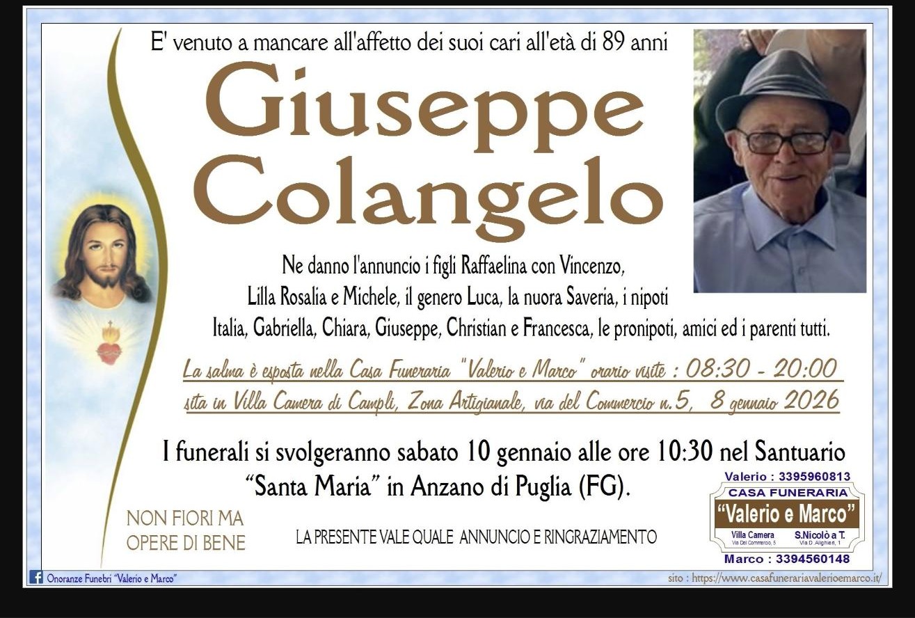 Necrologio di Giuseppe Colangelo