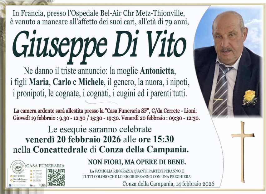 Necrologio di Giuseppe Di Vito