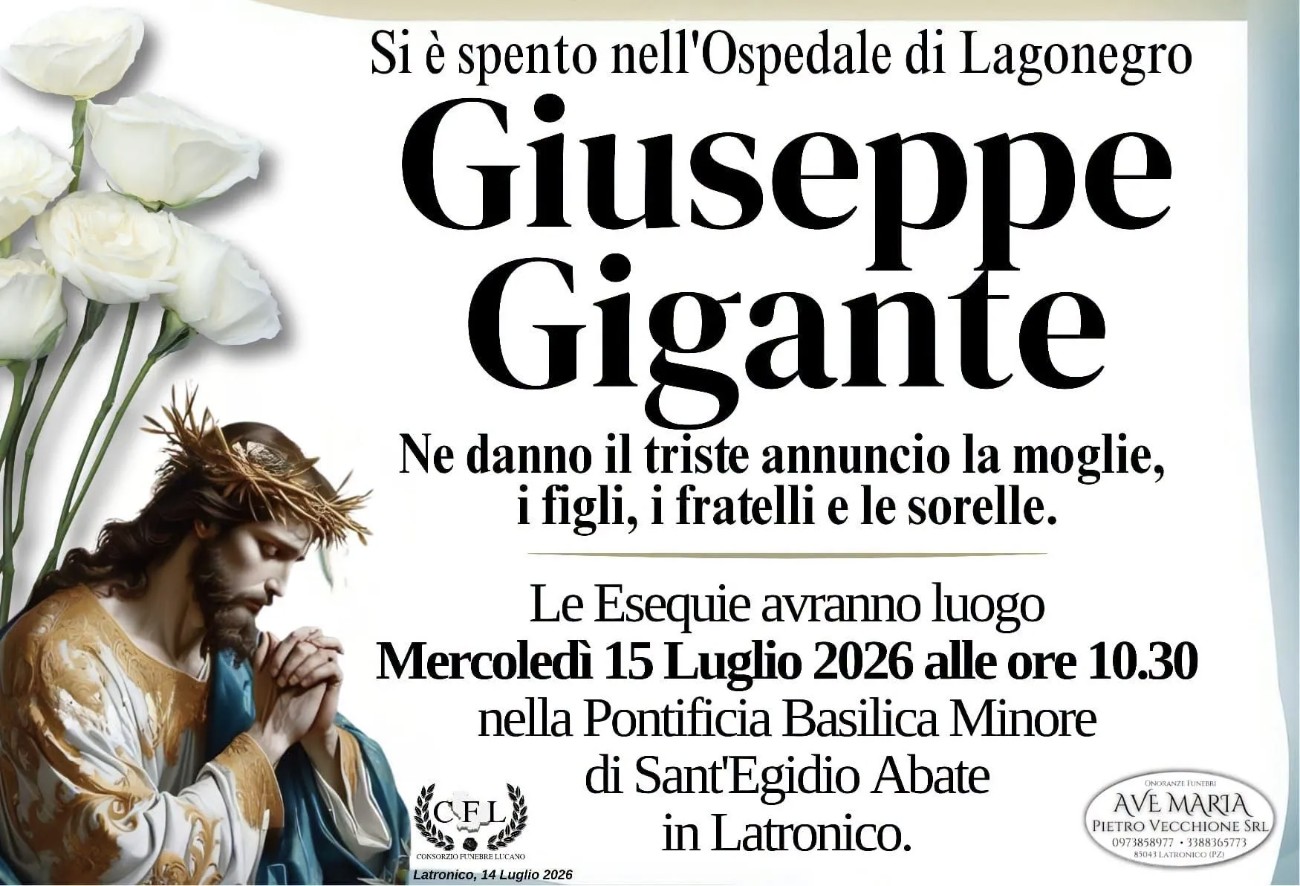 Necrologio di Giuseppe Gigante
