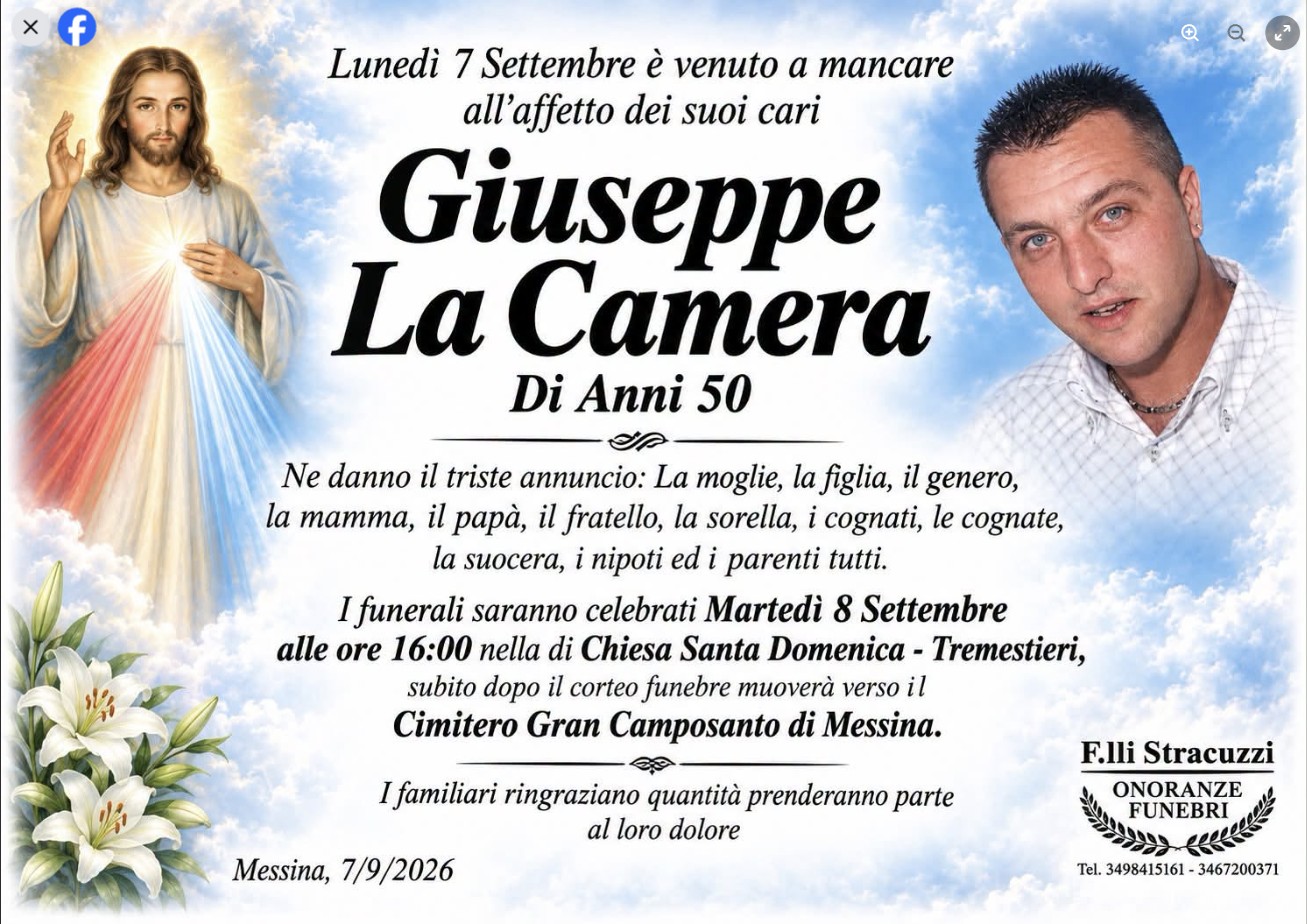 Necrologio di Giuseppe La Camera