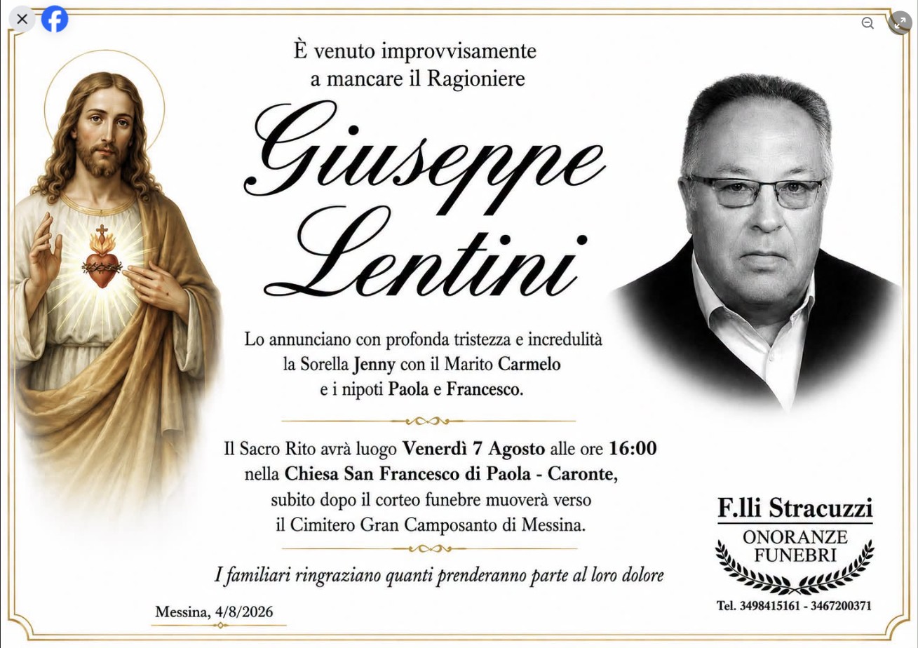 Necrologio di Giuseppe Lentini