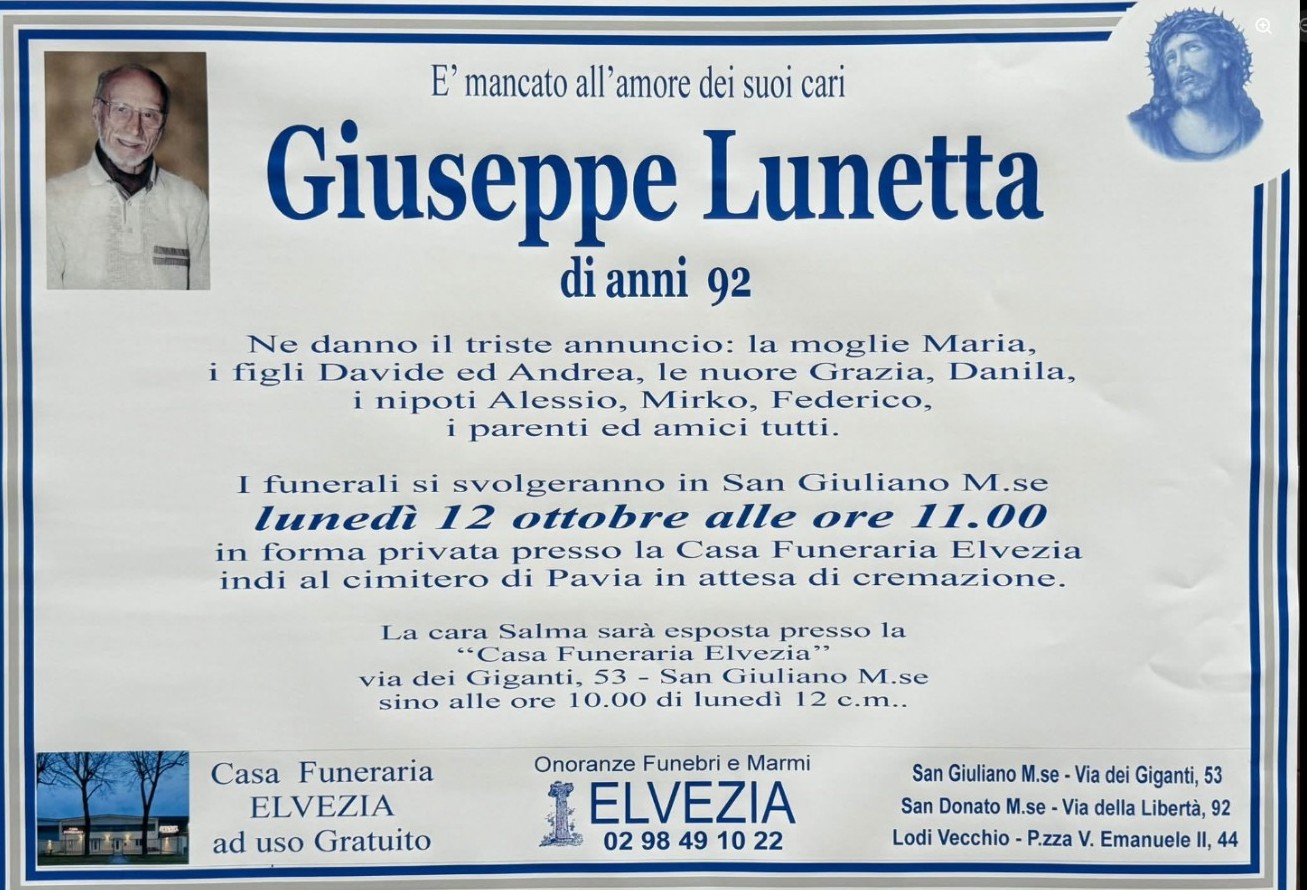 Necrologio di Giuseppe Lunetta