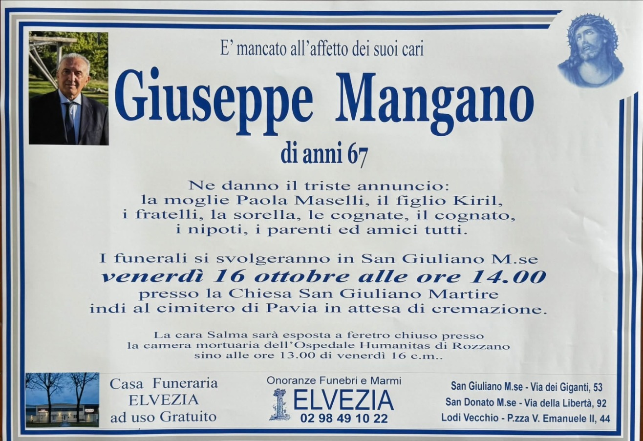 Necrologio di Giuseppe Mangano