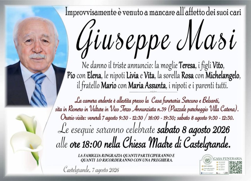 Necrologio di Giuseppe Masi