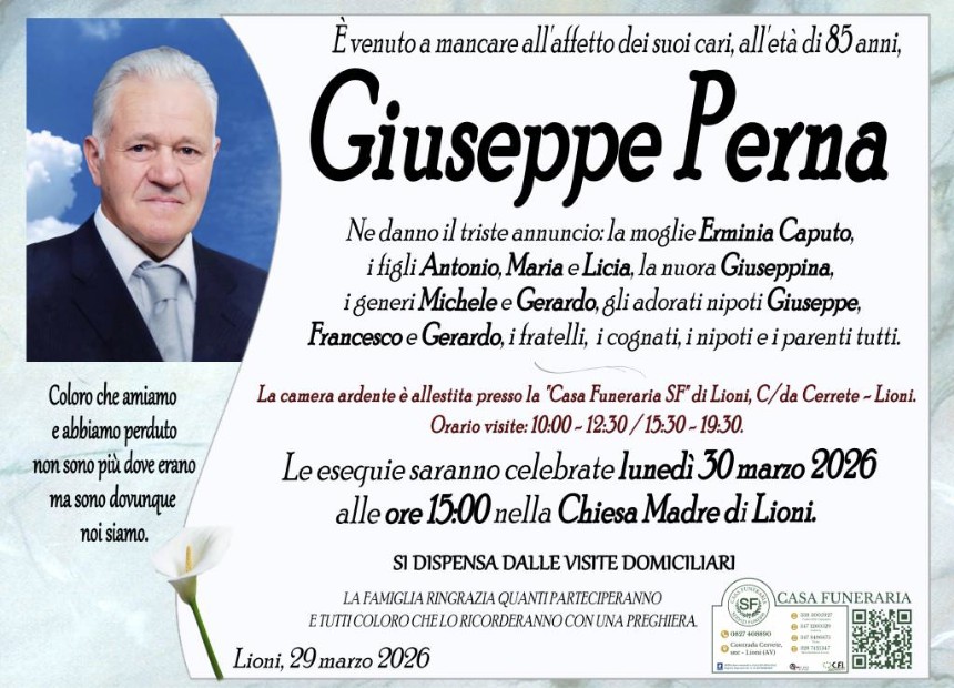 Necrologio di Giuseppe Perna