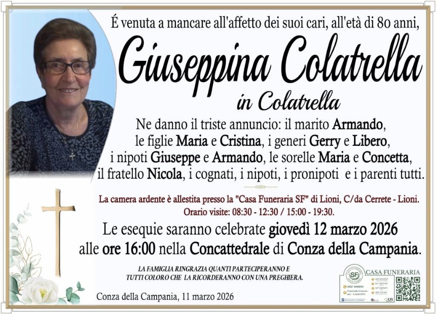 Necrologio di Giuseppina Colatrella
