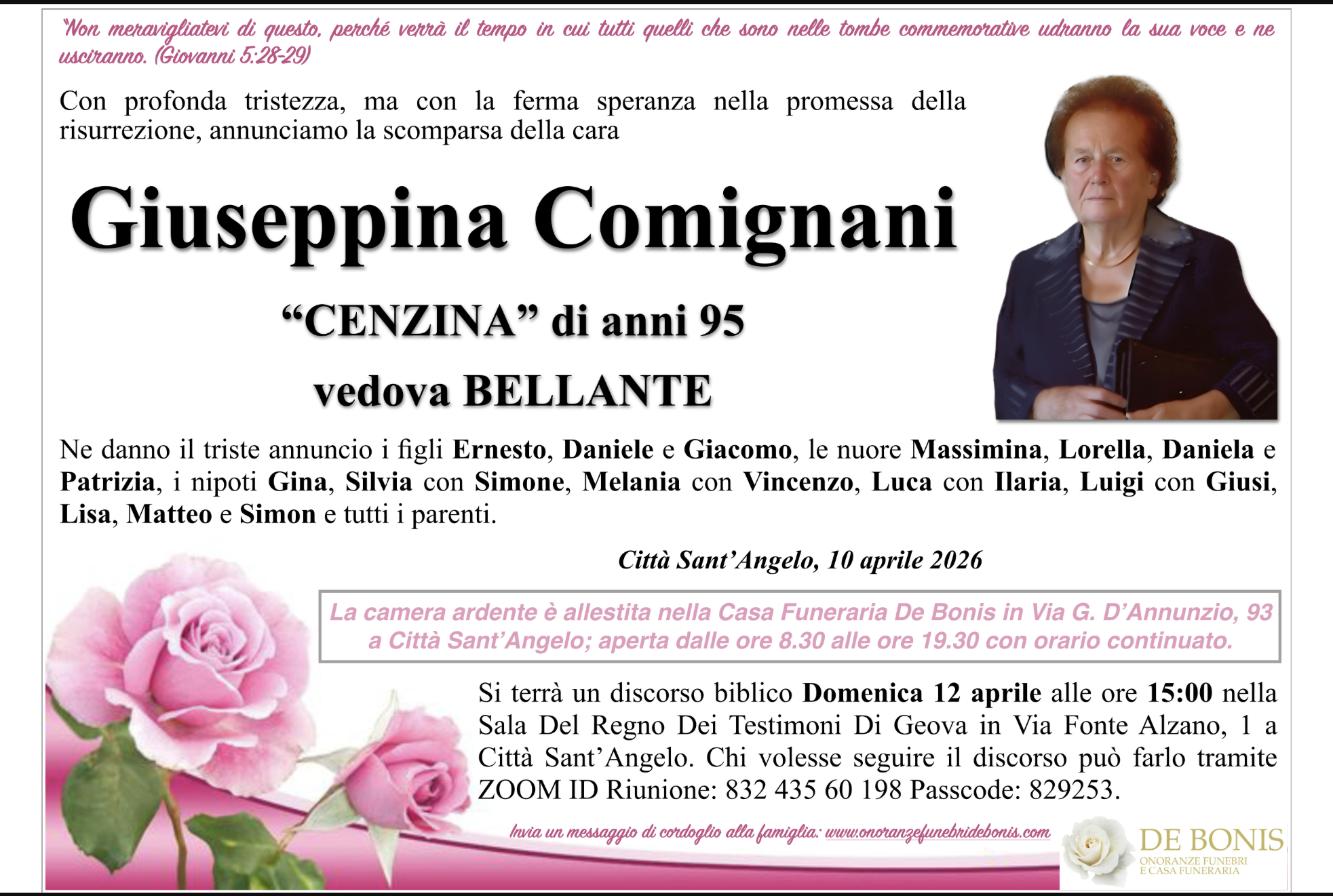 Necrologio di Giuseppina Comignani