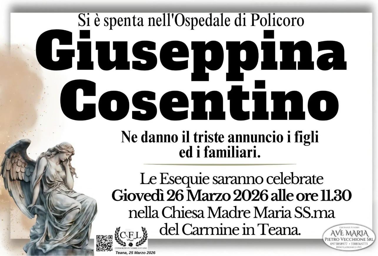 Necrologio di Giuseppina Cosentino