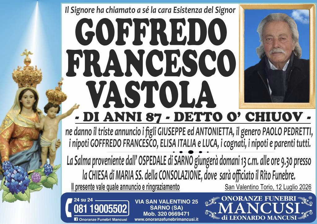 Necrologio di Goffredo Francesco Vastola
