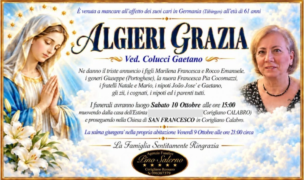 Necrologio di Grazia Algieri