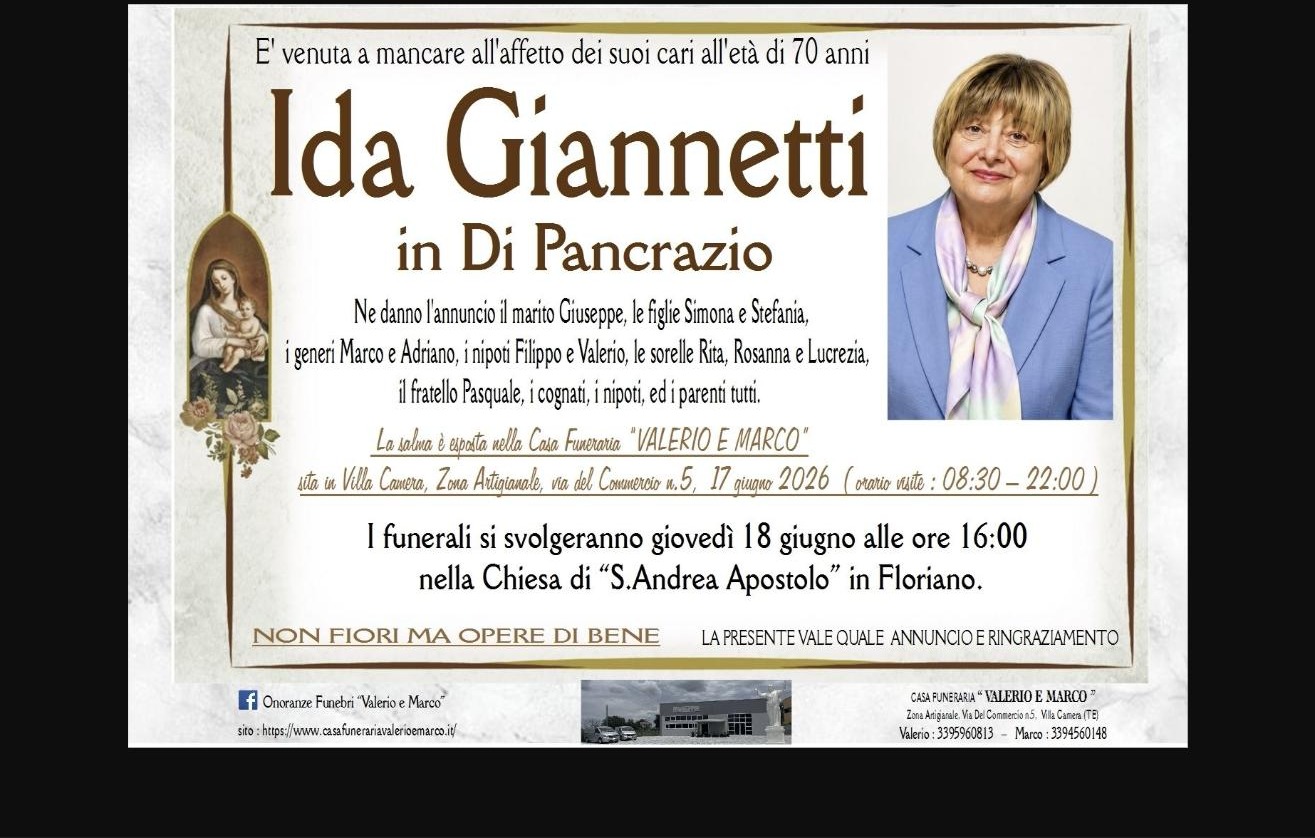 Necrologio di Ida Giannetti