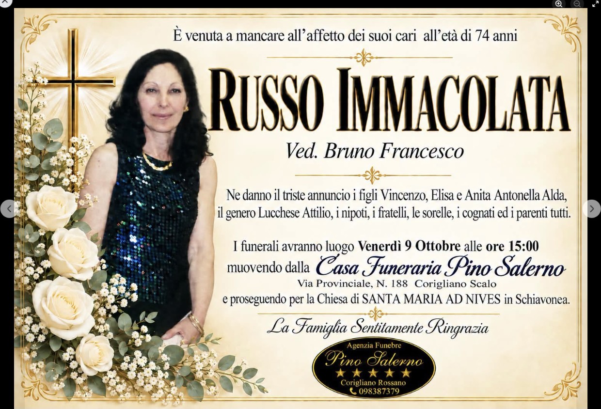 Necrologio di Immacolata Russo